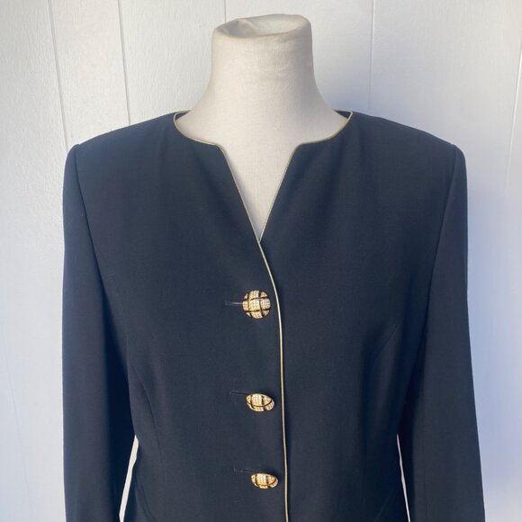 Escada Couture Button Down Jacket Blazer Wool Black - Picture 2 of 16